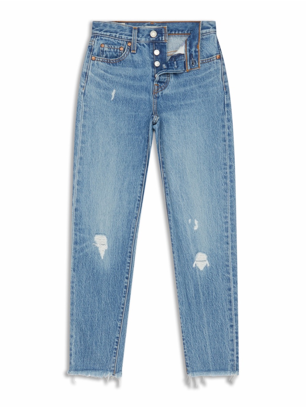 Levi's Light Blue Distressed Straight-Leg Jeans